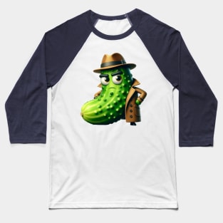 Cucumber Wearing Trench Coat Baseball T-Shirt